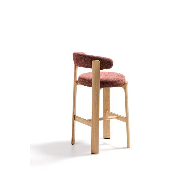 Barová židle z jasanového dřeva v terakotové barvě/ve světle přírodní barvě (výška sedáku 75 cm) Granite – Kave Home-image-4