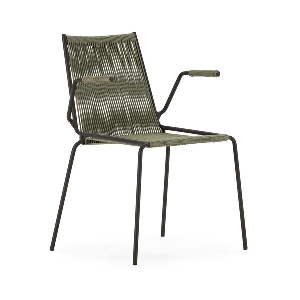 Zelené kovové jídelní židle v sadě 2 ks s područkami/stohovatelné Emily – Marckeric