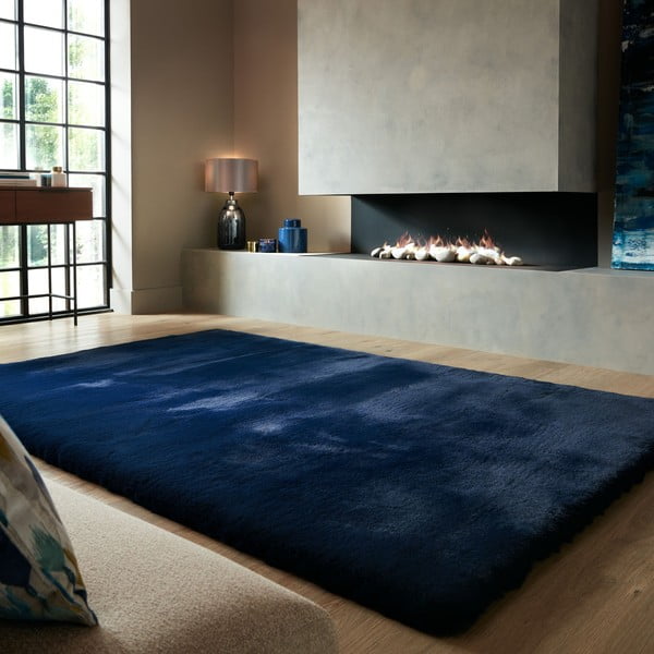 Tmavě modrá syntetická kožešina 200x290 cm Ivy Luxury Fur – Flair Rugs-image-1