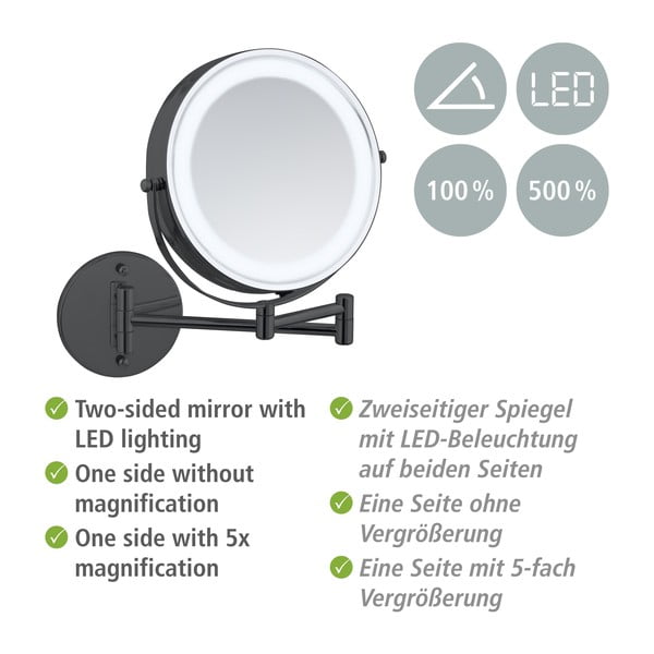 Kosmetické zrcadlo s osvětlením/zvětšovací (zvětšení 5x) ø 25,5 cm Lumi – Wenko-image-4