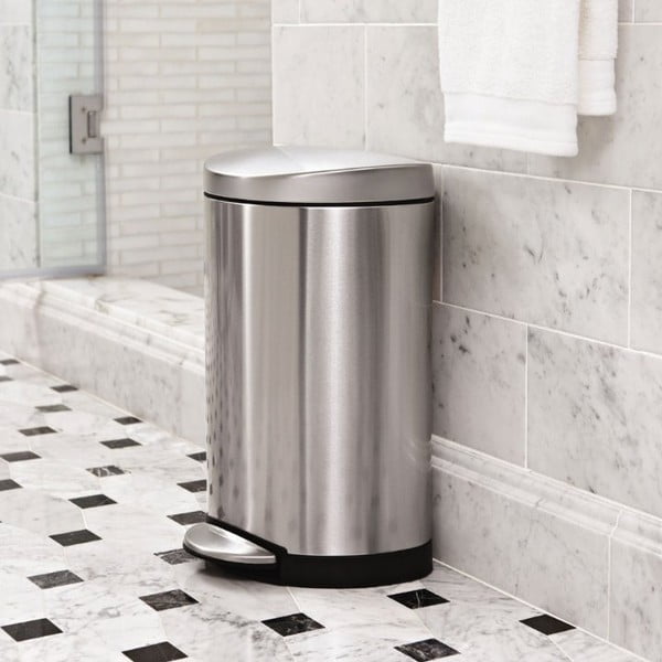 Nášlapný ocelový odpadkový koš ve stříbrné barvě 10 l – simplehuman-image-1
