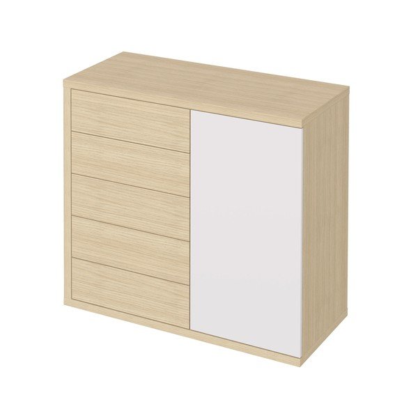 Bílá nízká šatní skříň v dekoru dubu 113x113 cm Hugo - TemaHome-image-2