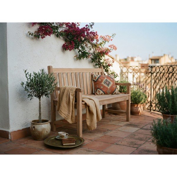 Dřevěná zahradní lavice v přírodní barvě Solo – Garden Pleasure-image-1