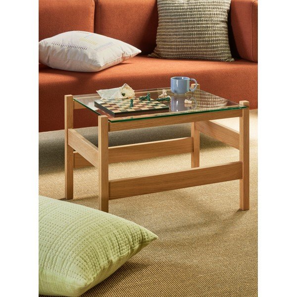 Konferenční stolek se skleněnou deskou v přírodní barvě 52x66 cm Ledge – Hübsch-image-1