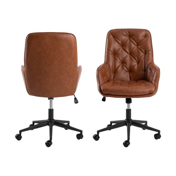 Koňakově hnědá kancelářská židle z imitace kůže Erik – Actona-image-3