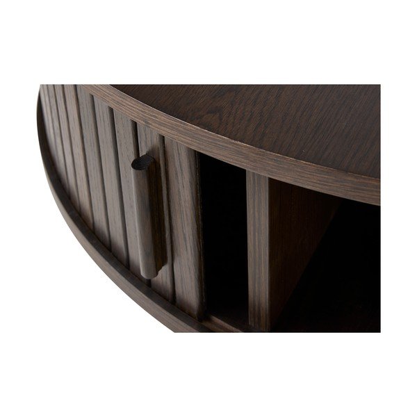 Kulatý konferenční stolek v dekoru dubu v tmavě přírodní barvě ø 85 cm Meta – Unique Furniture-image-4