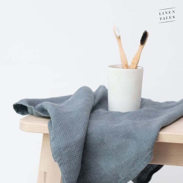 Modrý lněný ručník 30x30 cm - Linen Tales-image-2