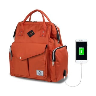 Oranžový batoh pro maminky s USB portem My Valice HAPPY MOM Baby Care Backpack