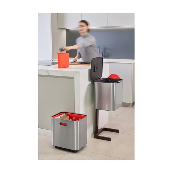 Ocelový odpadkový koš na tříděný odpad ve stříbrné barvě 60 l Totem Max – Joseph Joseph-image-4