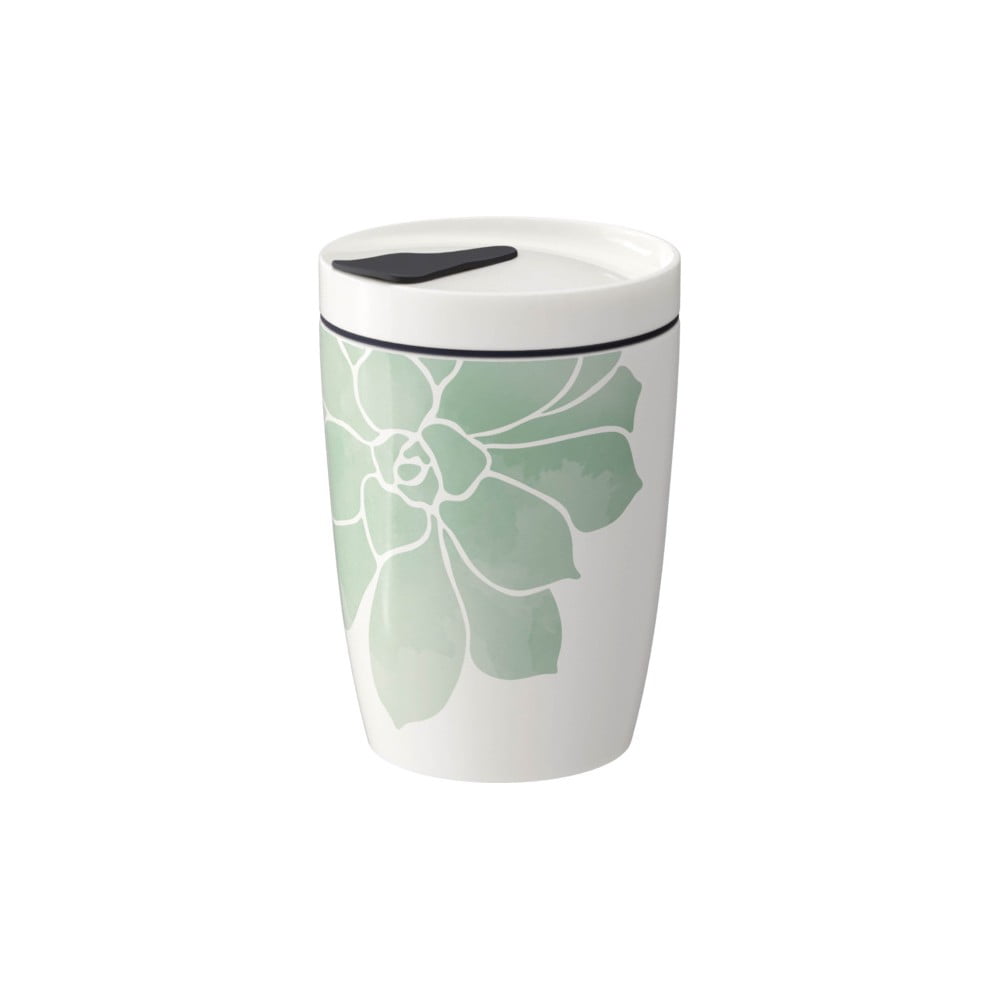 Zeleno-bílý porcelánový termohrnek Villeroy & Boch Like To Go, 290 ml