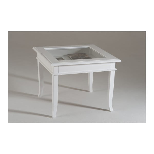 Menší bílý dřevěný konferenční stolek s prosklenou deskou Castagnetti Isabeau