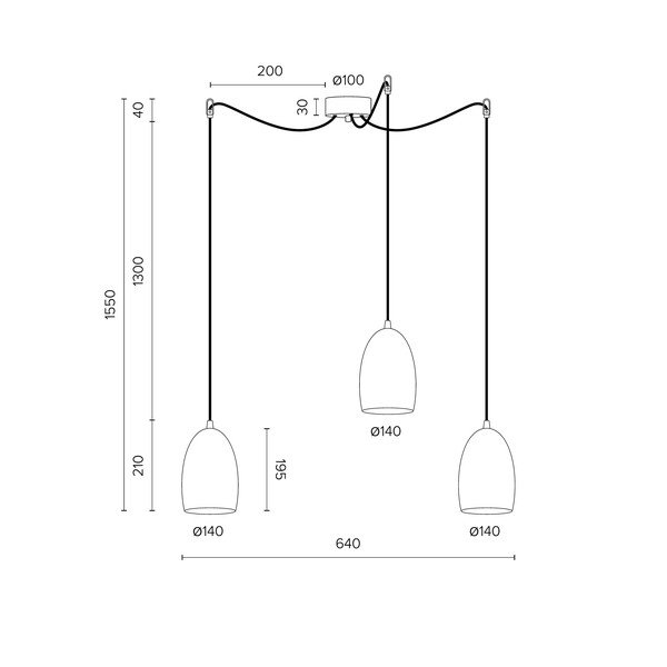 Bílé trojramenné závěsné svítidlo Sotto Luce Ume Elementary Matte, ⌀ 14 cm-image-4
