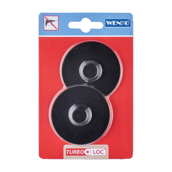 Sada 2 černých samodržicích nástěnných držáků Wenko Turbo-Loc Classic Plus