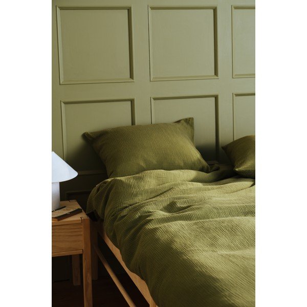 Khaki mušelínové povlečení na jednolůžko 140x200 cm Amilia – Jotex-image-1