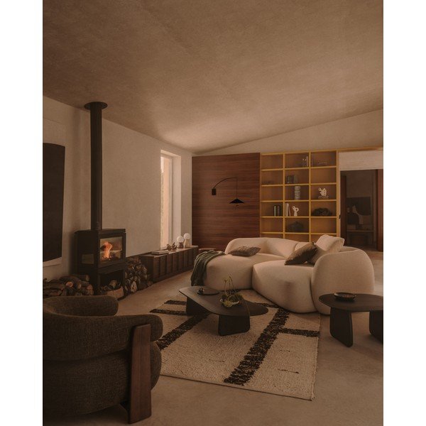 Krémový oboustranný vlněný koberec 160x230 cm Hadin – Kave Home-image-1