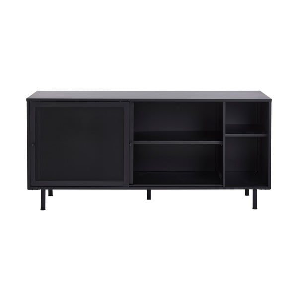 Černá kovová komoda s posuvnými dveřmi 160x75x46 cm Veep – Unique Furniture-image-1