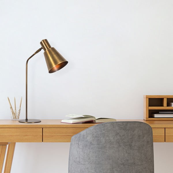 Stolní lampa ve zlaté barvě s kovovým stínidlem (výška 50 cm) Kem – Opviq lights-image-3