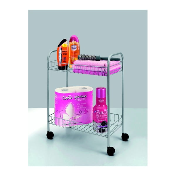 Pojízdný dvoupatrový regál Metaltex Greg, délka 41 cm-image-3