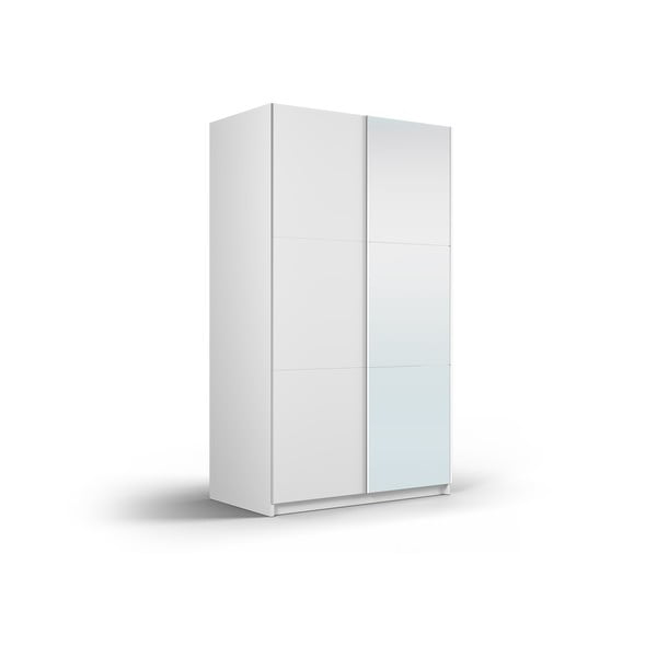 Bílá šatní skříň se zrcadlem a s posuvnými dveřmi 122x215 cm Lisburn - Cosmopolitan Design-image-2