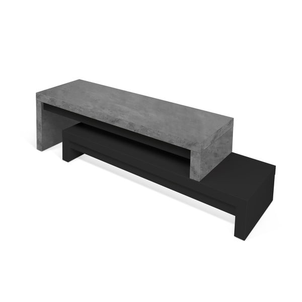 Dvojitý televizní stolek černý s betonovým dekorem TemaHome Cliff, 125 x 40 cm-image-3