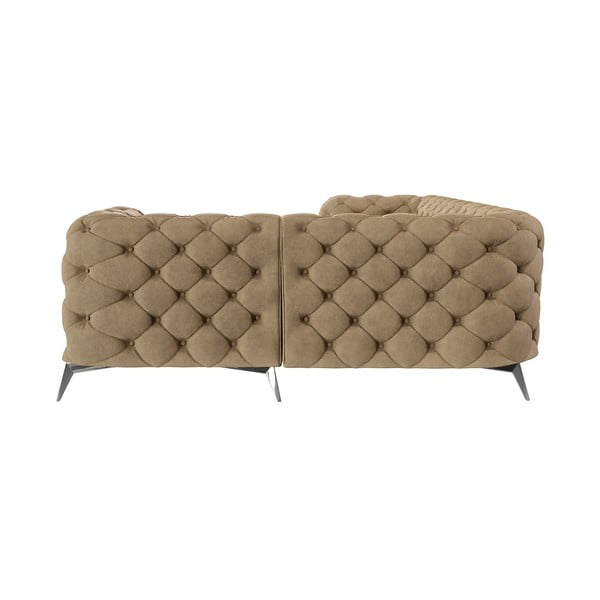 Světle hnědá sametová rohová pohovka (pravý roh/do L) Chelsea – Ropez-image-2