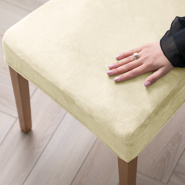 Krémové napínací potahy v sadě 4 ks na židli 48 cm Sento – Restilo-image-1