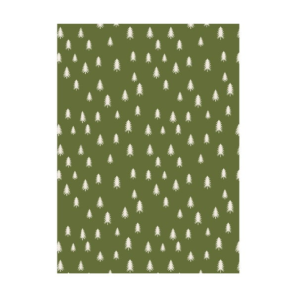 5 archů zeleného balícího papíru eleanor stuart Christmas Trees, 50 x 70 cm