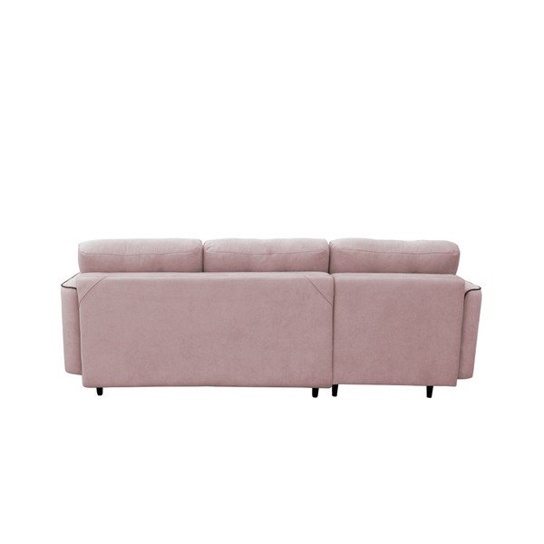 Růžová rozkládací pohovka s černými nohami Mazzini Sofas Dragonfly, levý roh-image-3