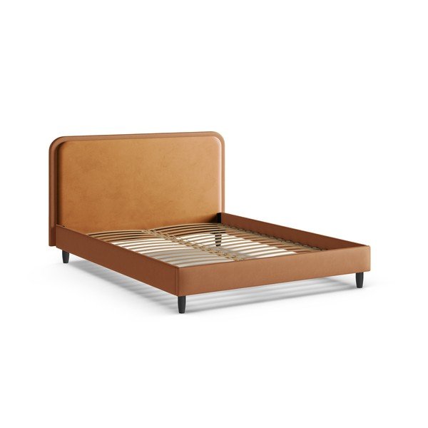 Oranžová čalouněná dvoulůžková postel s roštem 160x200 cm Aveline – Micadoni -image-2