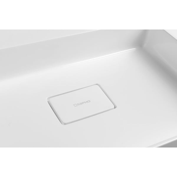 Bílé dvojumyvadlo z litého mramoru 96x44 cm Godiva – Sapho-image-4