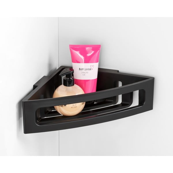 Černá rohová samodržící plastová koupelnová polička Bralia - Wenko-image-4