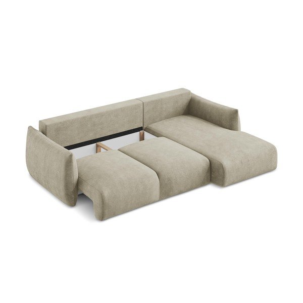 Béžová žinylková rozkládací rohová pohovka (pravý roh/s lenoškou) Leila – Makamii-image-4