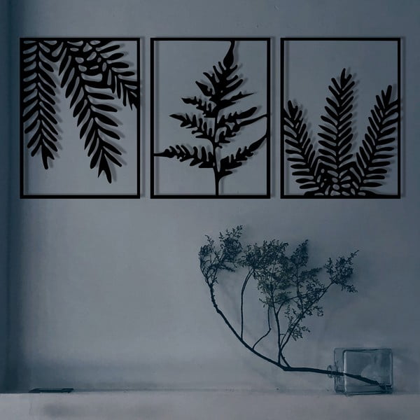 Kovové nástěnné dekorace v sadě 3 ks 118x50 cm Yakomo – Wallity-image-2