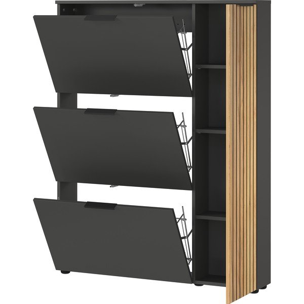Výklopný botník v dekoru dubu v antracitovo-přírodní barvě 101x129x19 cm Gibisa – Germania-image-4