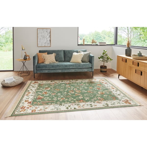 Zeleno-krémový koberec z viskózy 95x140 cm Oriental – Nouristan-image-1