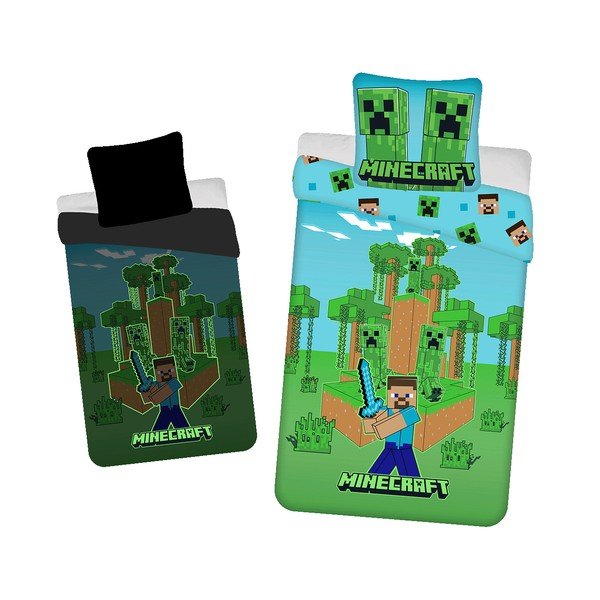 Bavlněné dětské povlečení se svítícím efektem na jednolůžko 140x200 cm Minecraft "Jungle Fight" – Jerry Fabrics
