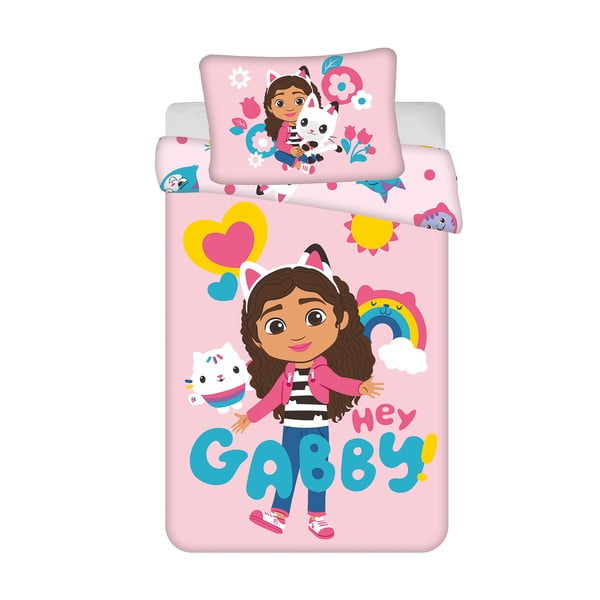 Růžové bavlněné dětské povlečení do postýlky 100x135 cm Gabby's Dollhouse – Jerry Fabrics