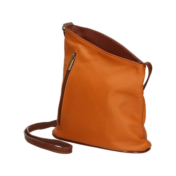 Koňakově hnědá kožená kabelka Chicca Borse Garturo-image-3