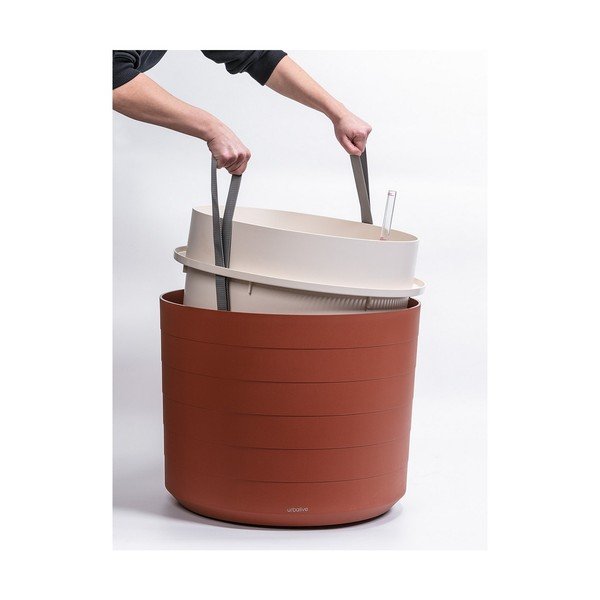 Hnědočervený samozavlažovací květináč Plastia Berberis, ø 55 cm-image-3