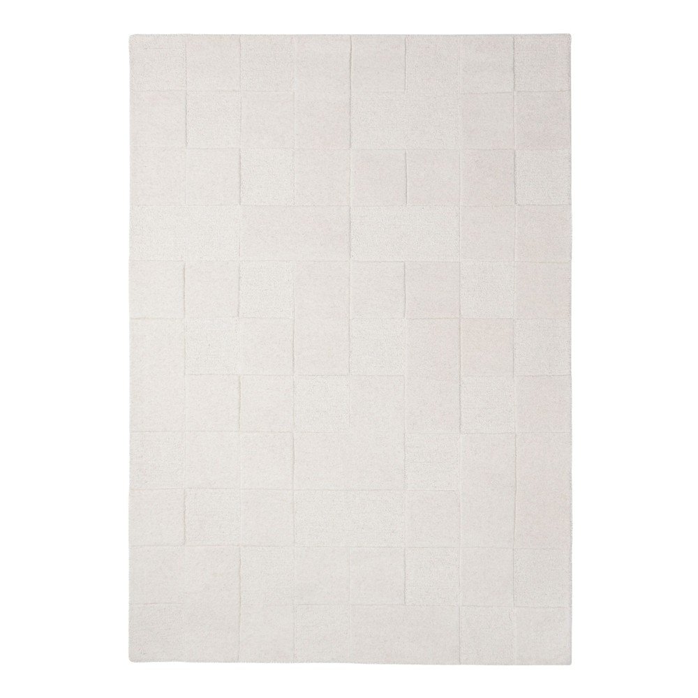 Slonovinový ručně tkaný vlněný koberec 160x230 cm Checkerboard – Flair Rugs