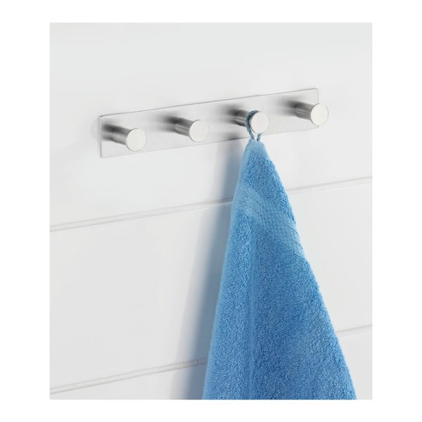 Samodržící nástěnný věšák se 4 háčky ve stříbrné barvě Wenko Celano-image-1