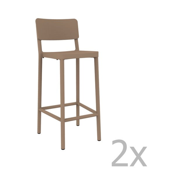 Sada 2 pískově hnědých barových židlí vhodných do exteriéru Resol Lisboa, výška 102,2 cm