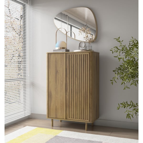 Skříňka v dekoru dubu v přírodní barvě 86x130x40 cm Salma – Marckeric-image-1