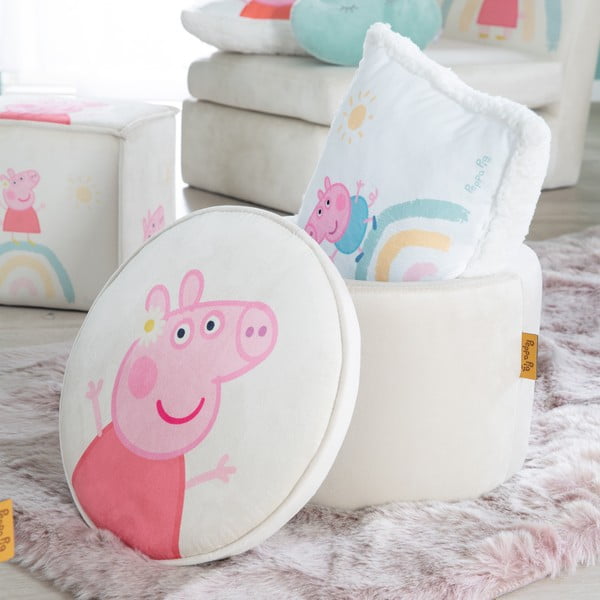 Bílý sametový dětský puf Peppa Pig – Roba-image-1