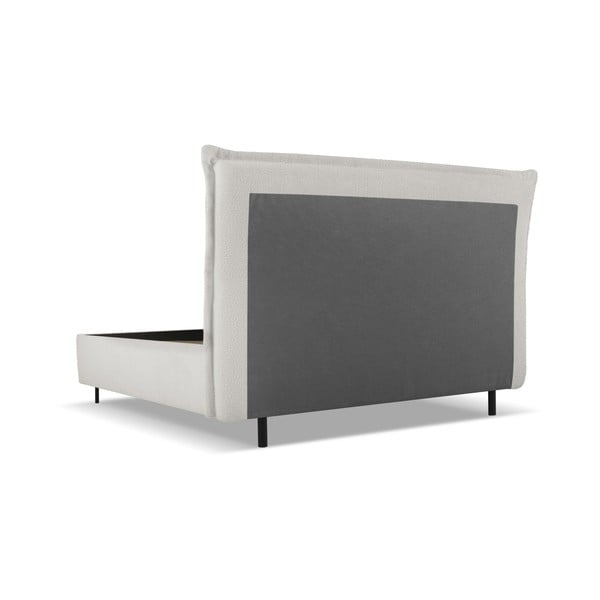 Světle šedá čalouněná dvoulůžková postel s úložným prostorem a roštem 160x200 cm Armie – Milo Casa-image-3