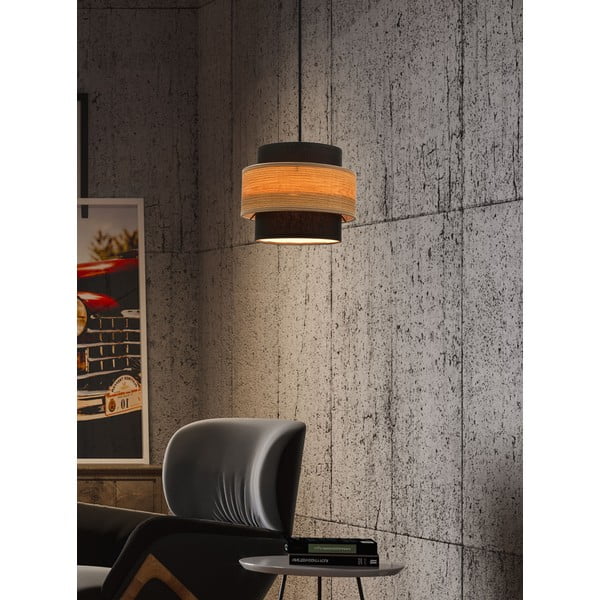 Závěsné svítidlo s textilním stínidlem v černo-přírodní barvě ø 20 cm Twin – Candellux Lighting-image-1