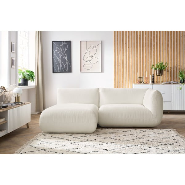 Bílá manšestrová rohová pohovka (levý roh) Lecomte – Bobochic Paris-image-1