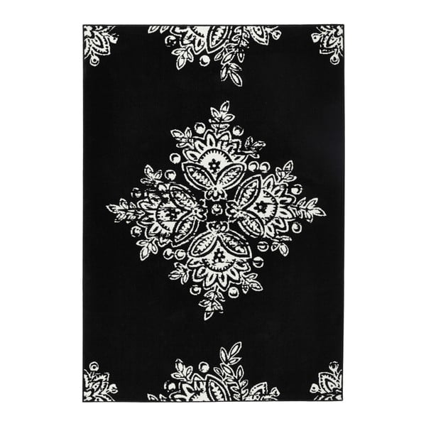 Černo-bílý koberec Hanse Home Gloria Blossom, 80 x 150 cm