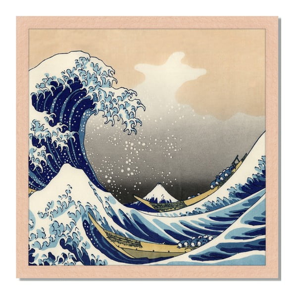 Obraz v rámu Liv Corday Asian Hokusai Wave, 40 x 40 cm