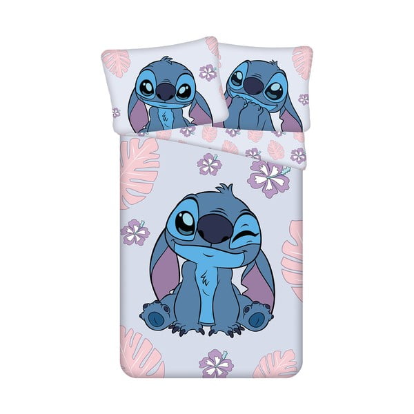 Modro-fialové bavlněné dětské povlečení na jednolůžko 140x200 cm Lilo and Stitch "Cute" – Jerry Fabrics